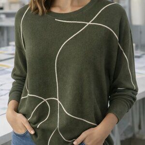 OLV126 Olive Swirl Round Collar Sweater by Picadilly